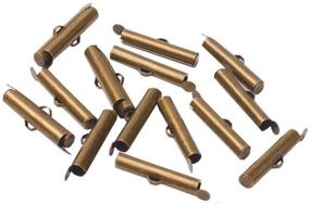 img 3 attached to 🔗 300pcs Antique Bronze Brass Slide On End Clasp Tubes Slider End Caps Crimp for Jewelry Making Handcraft Works Necklace Bracelet - Hole: 1-2mm | PandaHall