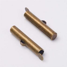 img 2 attached to 🔗 300pcs Antique Bronze Brass Slide On End Clasp Tubes Slider End Caps Crimp for Jewelry Making Handcraft Works Necklace Bracelet - Hole: 1-2mm | PandaHall