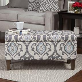 img 1 attached to 🏠 HomePop Slate Damask Large Upholstered Rectangular Storage Ottoman Bench with Hinged Lid - Stylish and Spacious Furniture for Your Home