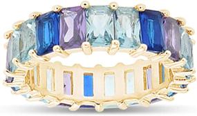 img 4 attached to Кольцо AFFY Emerald Cut Created Gemstone Eternity Rainbow