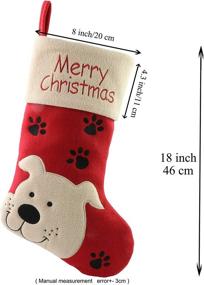 img 2 attached to 🐾 WEWILL 18’’ Dog Felt Christmas Stockings: Paw-Embroidered Red Xmas Stocking for Pets - Lovely Home Holiday Decoration & Gift Bag Cuff