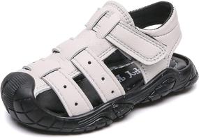 img 4 attached to Komfyea Toddler Sandals: Premium Leather Outdoor Boys' Shoes for All-Day Comfort