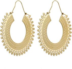 img 4 attached to 👑 14K Gold Plated Lightweight Large Hoop Earrings for Women and Girls - Cddos