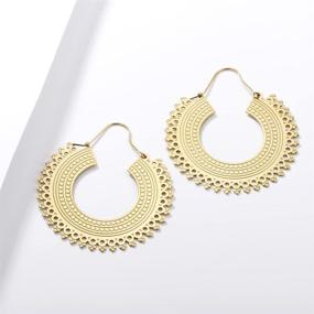 img 3 attached to 👑 14K Gold Plated Lightweight Large Hoop Earrings for Women and Girls - Cddos