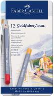 🖌️ faber-castell creative studio goldfaber aqua watercolor pencils - multicolor (12 colors) in a tin logo