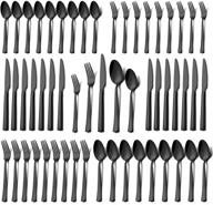 🍴 ultimate black silverware set: 40-piece stainless steel cutlery for 8, dishwasher safe logo