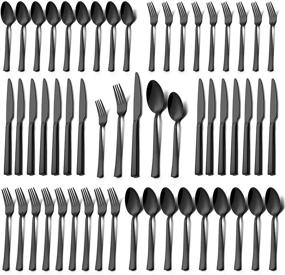 img 4 attached to 🍴 Ultimate Black Silverware Set: 40-Piece Stainless Steel Cutlery for 8, Dishwasher Safe