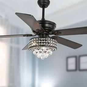 img 4 attached to 🔮 YYEHON 52 Inch Crystal Chandelier Fan with Lights and Remote Control, Industrial Ceiling Fan - Dual Finish Reversible Blades, Fandelier for Living Room, Dining Room, Bedroom, Family Room - Black