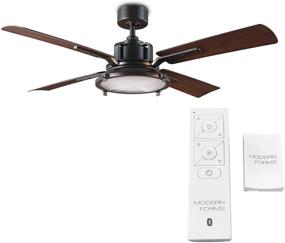 img 3 attached to 🌀 Nautilus 56in Oil Rubbed Bronze Dark Walnut Indoor and Outdoor Smart Ceiling Fan with 4-Blade Design, 3000K LED Light Kit, Remote Control
