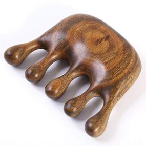 img 4 attached to 🐙 Organic Green Sandalwood Wide Tooth Combs - Scalp Massage, No Static, Detangling Comb, Wooden Hair Comb for Men and Women (Octopus Design)