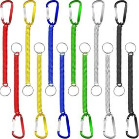 img 4 attached to Multicolor Fishing Lanyard Spring Coil Keychain: Retractable Coiled Tether for Boating & Safety