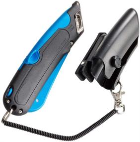 img 1 attached to 🔪 Black/Blue Box Cutter Knife with Shielded Blade - 1 inch