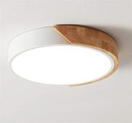 🔆 11.8 inch white led ceiling lights by lufun - modern flush mount lighting fixture with round shaped wood design logo