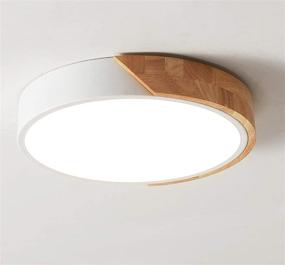 img 2 attached to 🔆 11.8 inch White LED Ceiling Lights by LuFun - Modern Flush Mount Lighting Fixture with Round Shaped Wood Design