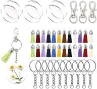 🔑 diy acrylic keychain blanks kit - transparent circle disks and tassel pendant, perfect for crafts and projects (20 pack) logo