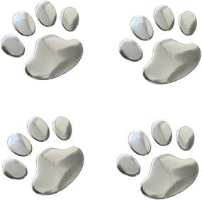 img 4 attached to Наклейка на автомобиль 3D Chrome Dog Paw Footprint Sticker Decal LZLRUN: стильные серебряные элементы декора автомобиля со знаком лапки собаки.