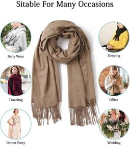 img 1 attached to 🧣 Cozy up with the Women's Large Soft Blanket Pashmina Scarf: Long Warm Shawls Wraps in Light Purple