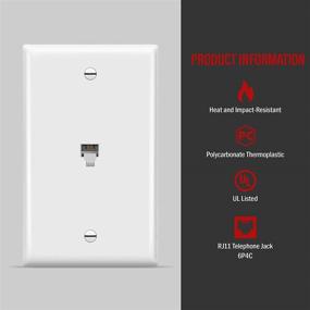 img 2 attached to Энергосберегающая стенная пластина для телефонных разъемов RJ11 - 1-я группа, стандартный размер, белый, 6P4C, один порт с поддержкой 2 линий (6611-W, белый)