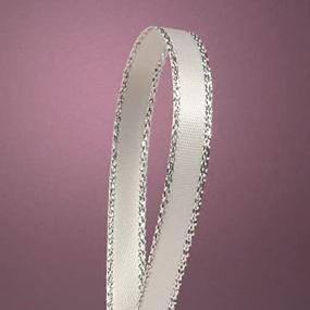 img 2 attached to Premium White Satin Ribbon with Elegant Silver Border - 1/4 X 50Yd, High-Quality Craft Ribbon