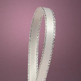 img 1 attached to Premium White Satin Ribbon with Elegant Silver Border - 1/4 X 50Yd, High-Quality Craft Ribbon