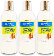 bundle of 3 easy feet spa 👣 peppermint foot wash bottles - 16 oz. size logo