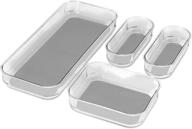 🗄️ madesmart 4-piece clear bin pack with soft-grip lining, non-slip feet, bpa-free - light grey, clear soft grip collection logo