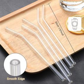 img 2 attached to 🌱 Eco Friendly Reusable Glass Bent Straws, Set of 12 with 2 Cleaning Brushes - Clear, Dishwasher Safe and Shatter Resistant