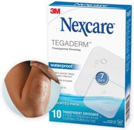 nexcare tegaderm waterproof transparent dressing, offers shielding for minor burns, cuts, blisters, and abrasions, pack of 10, assorted sizes логотип