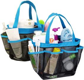 img 4 attached to Convenient YuCool 2 Pack Portable Mesh Shower Caddy-Blue: Organize Your Shower Essentials On-The-Go!
