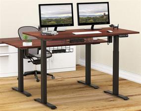 img 3 attached to 🖥️ SHW 55-Inch Large Electric Height Adjustable Standing Desk, 55 x 28 Inches, Cherry Wood