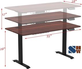 img 2 attached to 🖥️ SHW 55-Inch Large Electric Height Adjustable Standing Desk, 55 x 28 Inches, Cherry Wood