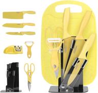 🔪 hannah's kitchen - adorable 3-piece knife set with ceramic peeler and multipurpose scissor, dishwasher safe for beginners (yellow) logo