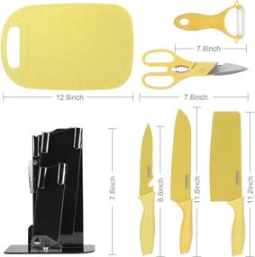 img 3 attached to 🔪 Hannah's Kitchen - Adorable 3-Piece Knife Set with Ceramic Peeler and Multipurpose Scissor, Dishwasher Safe for Beginners (Yellow)