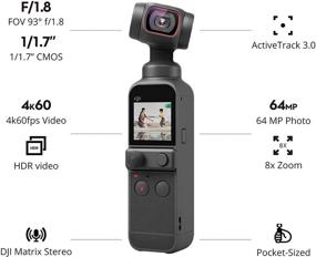 img 1 attached to 📷 DJI Pocket 2 Creator Combo - 3-Axis Gimbal Stabilizer with 4K Camera, 1/1.7” CMOS Sensor, 64MP Photo Capability, Compact Size, ActiveTrack 3.0, Glamour Effects, Video Vlogging for YouTube and TikTok, Android and iPhone Compatible, Black