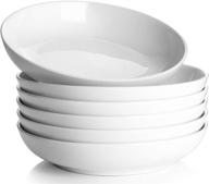 y yhy pasta bowls set of 6 - large 30oz white porcelain soup & salad bowls, microwave and dishwasher safe logo