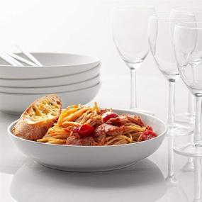 img 3 attached to Y YHY Pasta Bowls Set of 6 - Large 30oz White Porcelain Soup & Salad Bowls, Microwave and Dishwasher Safe