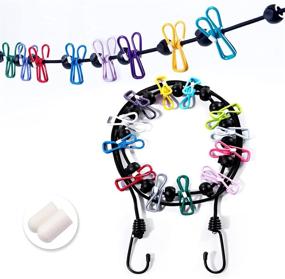 img 4 attached to Convenient Windproof Travel Clothesline with 12 Vibrant Clothespins: Versatile Elastic Laundry Clothes Line for Backyard, Vacation Hotel, Balcony, and Indoor Use