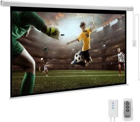 img 4 attached to 📽️ YODOLLA 100inch Motorized Projection Screen: 4K 3D HD Electric Projector, Wall/Ceiling Mounted with Two Remotes for Indoor & Outdoor Use