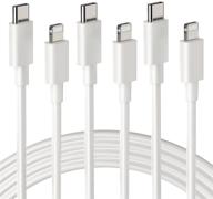 🔌 6,6 футов 3pack mfi сертифицированный быстрый зарядный кабель iphone - кабель iphone usb c to lightning для iphone 12 pro 11 xs xr x 8 - белый логотип