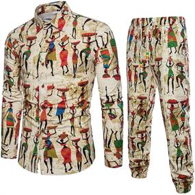 img 1 attached to Flower Tracksuit Sleeve Shirts Hawaiian Men's Clothing