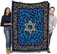 🌟 magen david: exquisite star of david woven blanket - made in the usa (72x54) logo