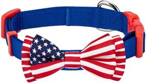 img 2 attached to Stylish Blueberry Pet Patriotic Bowtie Collars: American Flag, UK, France - 6 Patterns Collection