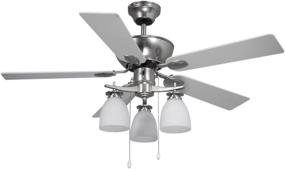 img 4 attached to 🌀 Canarm CF42NEW5BPT New Yorker 42-Inch Dual Mount Ceiling Fan with Flat Opal Light Kit, 5 Reversible Blades - Brushed Pewter Finish