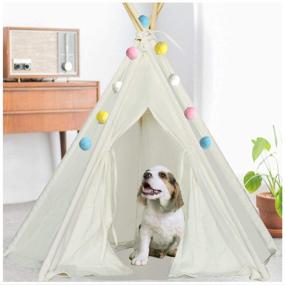 img 4 attached to 🏕️ Ukadou Pet Teepee Tent for Dogs: Stylish & Cozy Dog Bed with Portable Indoor House, Ideal for Small Dogs, Cats, and Rabbits - 24-Inch