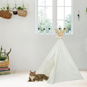 img 1 attached to 🏕️ Ukadou Pet Teepee Tent for Dogs: Stylish & Cozy Dog Bed with Portable Indoor House, Ideal for Small Dogs, Cats, and Rabbits - 24-Inch