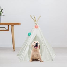 img 2 attached to 🏕️ Ukadou Pet Teepee Tent for Dogs: Stylish & Cozy Dog Bed with Portable Indoor House, Ideal for Small Dogs, Cats, and Rabbits - 24-Inch