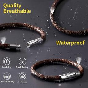 img 2 attached to Custom Engraved Leather Bracelet for Men and Women - Personalized DIY Waterproof Wax Rope Braided Cord Bracelet with Custom Beads - Size 7-8.7 inch - Includes Gift Box