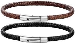img 4 attached to Custom Engraved Leather Bracelet for Men and Women - Personalized DIY Waterproof Wax Rope Braided Cord Bracelet with Custom Beads - Size 7-8.7 inch - Includes Gift Box