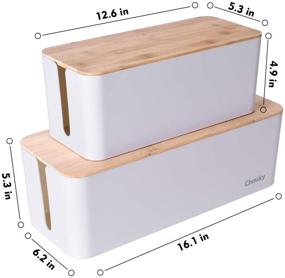 img 2 attached to 📦 Organize and Conceal: 2 Pack Large Wooden Style Cable Management Box with Baby-Pets Proof Lock - Perfect for TV Wires, Computers, Routers, USB Hubs, and Under Desk Power Strips (White)
