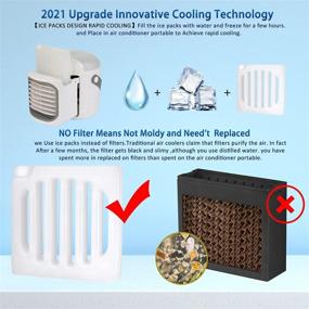 img 3 attached to 🌬️ Portable Air Conditioner, Personal Air Cooler - 3-in-1 Evaporative with 3 Speeds, Ice Packs, 2500mAh Battery (White Upgrade): Stay Cool Anywhere!